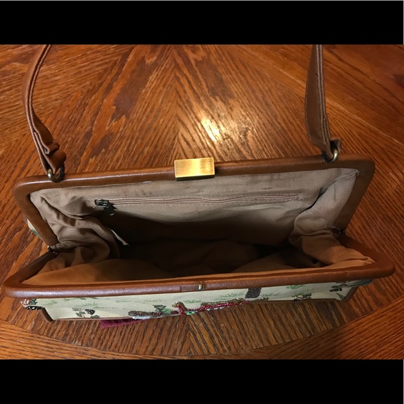 Pretty Vintage Beaded Elephant Canvas Bag! - Picture 3 of 13